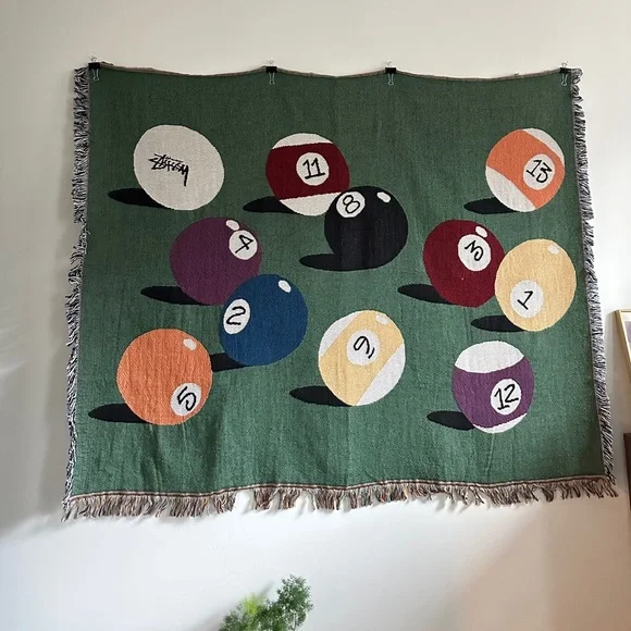 Stussy 8 Ball Billiards Tapestry Blanket